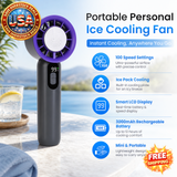 Portable Handheld Ice Cooling Fan with Adjustable Wind Speed