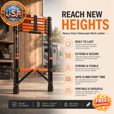 Telescopic Roof Ladder, Heavy-Duty Stainless Steel, 330 LBS