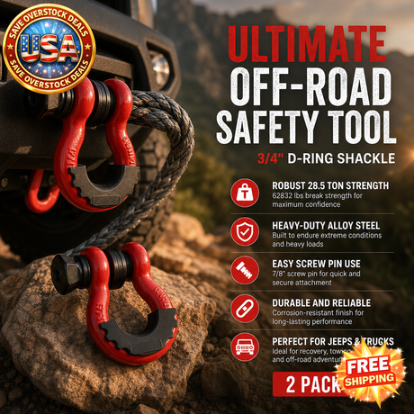 3/4" D-Ring Shackle, 2 Pack Heavy Duty Alloy Steel