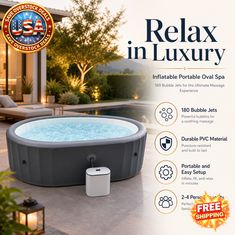 Portable Inflatable Hot Tub for 2 with 180 Bubble Jets