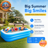 Inflatable Swimming Pool for Kids and Adults, 120*72*24in