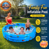 Inflatable Family Swimming Pool for Kids, 51x13In, Blue