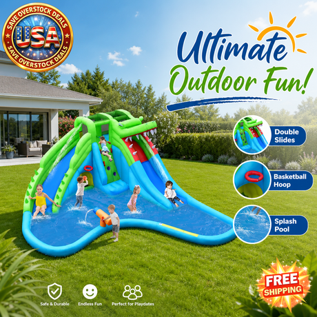 7 in 1 Inflatable Bounce House with Splash Pool for Kids