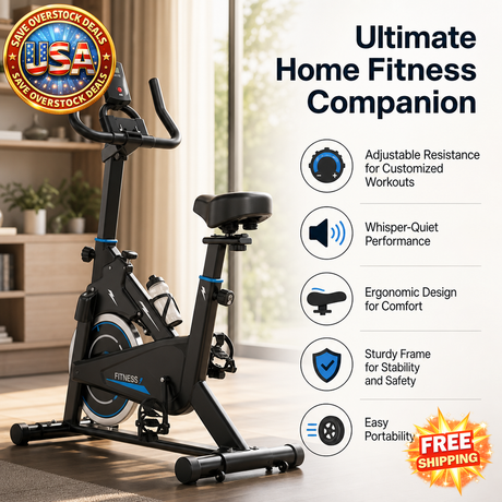 Indoor Exercise Bike with Adjustable Resistance and Monitor