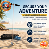 36" Stainless Steel Sand Anchor with Removable Handle & Carry Bag