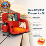 Heated Folding Stadium Seat with Back Support for Comfort