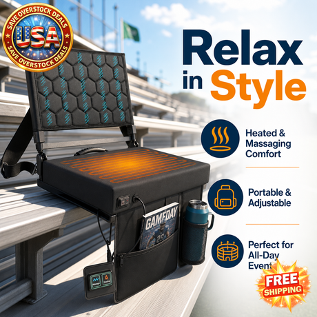 Alpcour Heated Massage Reclining Stadium Seat with Back Support
