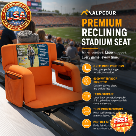 Alpcour Premium Reclining Stadium Seat with Back Support