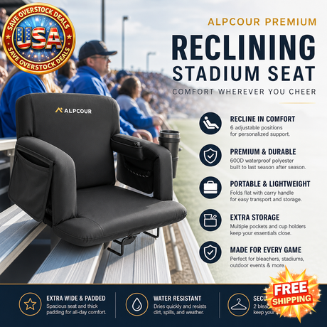 Alpcour Premium Reclining Stadium Seat with Back Support