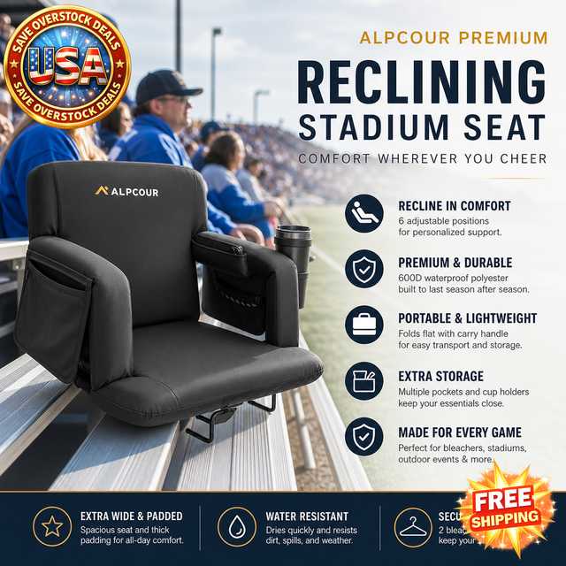 Alpcour Premium Reclining Stadium Seat with Back Support
