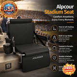 Alpcour Foldable Padded Stadium Seat with Backrest and Cup Holder