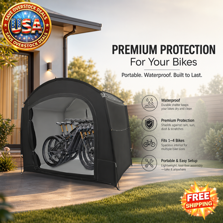 Portable Waterproof Bike Storage Shed for 1-4 Bikes