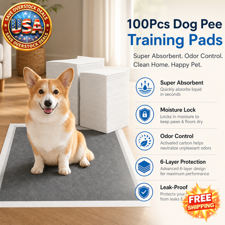 100Pcs Super Absorbent Dog Pee Training Pads, Leak-proof