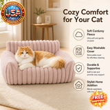 Cute Cat Couch for Pets - Fluffy Corduroy Fleece Bed