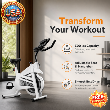 Indoor Exercise Bike with Adjustable Seat and Handlebar, Red
