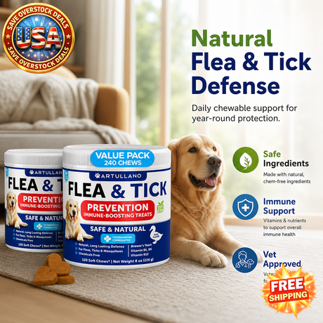 Flea and Tick Chewables for Dogs - Natural Supplement, 240 Count