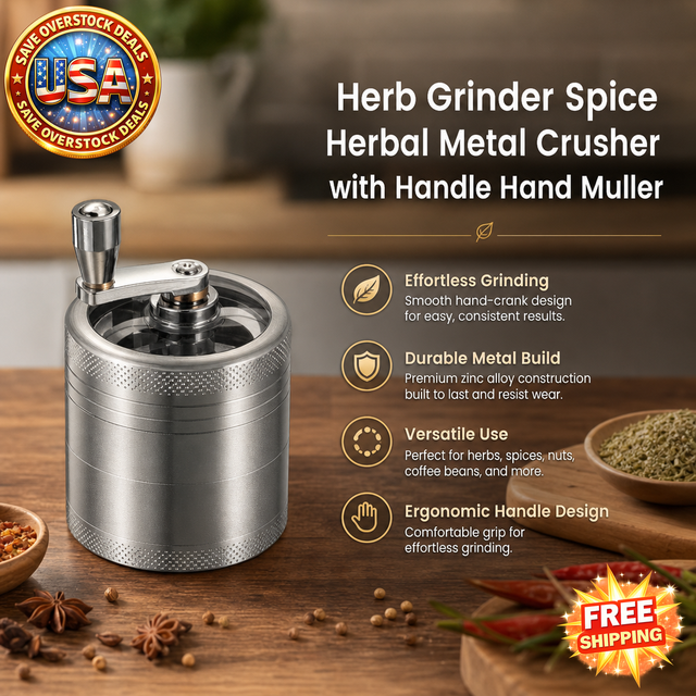 Herb Grinder Metal Crusher with Handle for Spices and Herbs