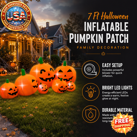 7 Ft Inflatable Pumpkin Patch Decoration for Halloween Yard