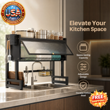 Over the Sink Dish Rack, Adjustable Carbon Steel Kitchen Rack