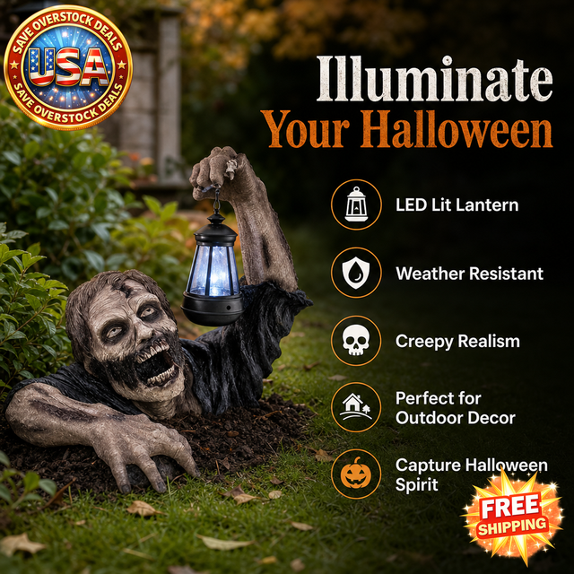 Halloween Zombie Crawling Decor with LED Lantern Light