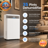 35 Pints Dehumidifier for Home and Basement, Smart Control