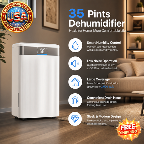 35 Pints Dehumidifier for Home and Basement, Smart Control