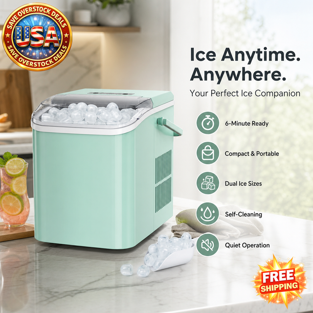 Portable Countertop Ice Maker, 26lbs/24H, Self-Cleaning