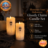 Halloween Flameless Pillar Candles with Remote Timer, 2 Pack
