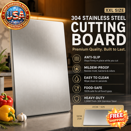 XXL Stainless Steel Cutting Board - Anti-Slip & Easy to Clean