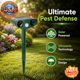 Solar Ultrasonic Animal Repeller with PIR Sensor and LED Light