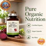 Herbal Roots Organic Beet Root Powder 60 capsules for Daily Use