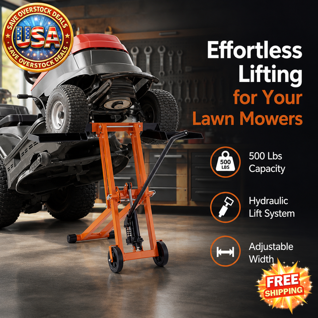 Lawn Mower Lift with Hydraulic Jack, 500 Lbs Capacity