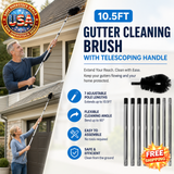10.5FT Telescoping Gutter Cleaning Brush with Angled Brushes