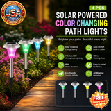 Solar Powered Color Changing Path Lights - 4 PCS Waterproof