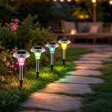 4 Packs Color Changing Solar Garden Pathway Lights, IP44 Waterproof, LED