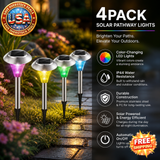 Outdoor Solar Garden Pathway Lights - Color Changing LED, 4 Packs