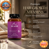 Hair Growth Vitamins with Biotin, Collagen, and Saw Palmetto, 60-Day Supply