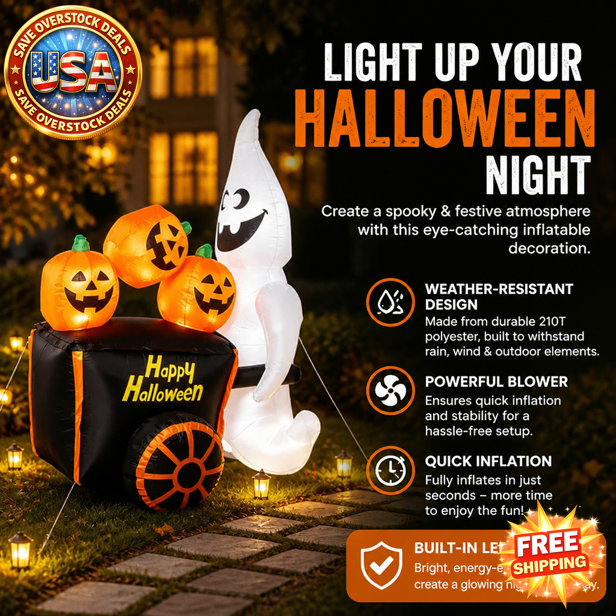 Halloween Inflatable Outdoor Decoration with LED Lights