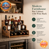 Modern Farmhouse Bar Cabinet with Wine Rack and Storage