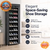 Compact 10-Layer Non-woven Fabric Shoe Rack with 9 Lattices