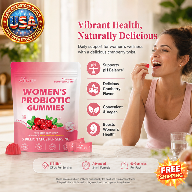 WINYEL Cranberry Probiotic Gummies for Women's Health, Vegan