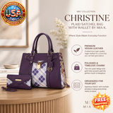 MKF Collection Christine Plaid Vegan Leather Satchel Bag with Wallet