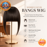 Women's Clip On Bangs Wig - Straight Human Hair Hairpiece