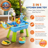 3 In 1 Kitchen Sink Toy with Electric Faucet for Kids 3+