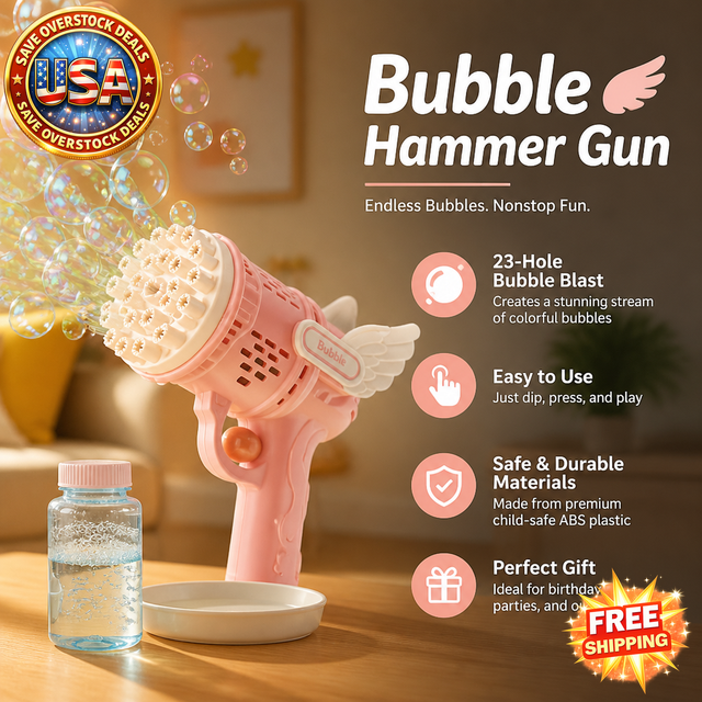 Angel Bubble Gun for Kids - 23 Hole Bubbles Machine