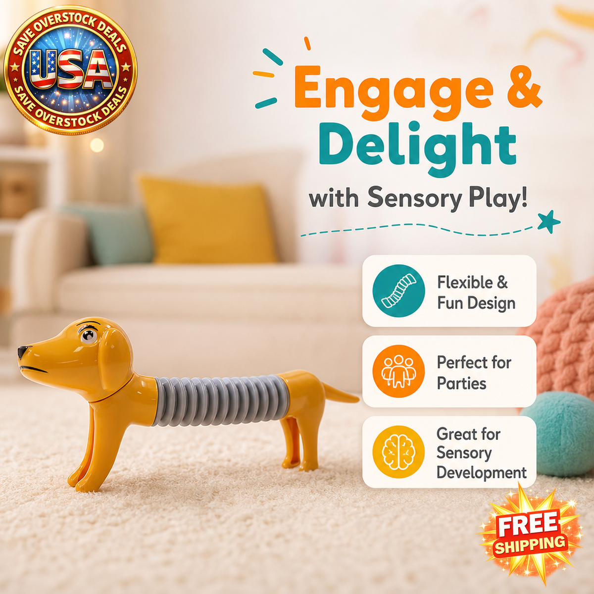 Dog Telescopic Tube Fidget Toys for Kids and Dogs, 4Pcs Set