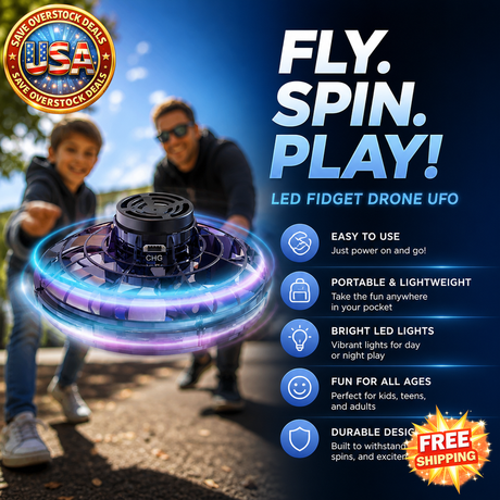 Flying Fidget Spinner Drone Ball Toy with LED Lights for Kids
