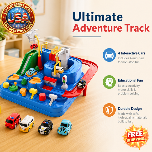 Kids Race Track Toy Set with Mini Cars for Ages 3-7