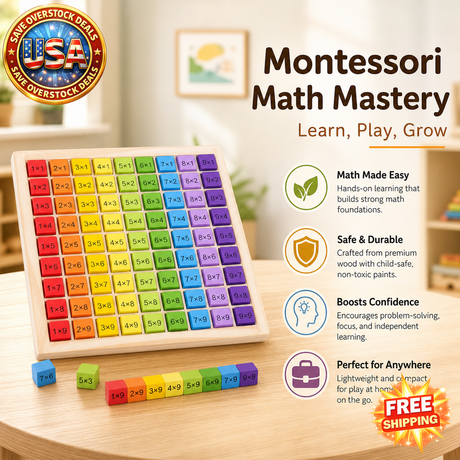 Montessori Wooden Math Toys for Kids - 99 Multiplication Table