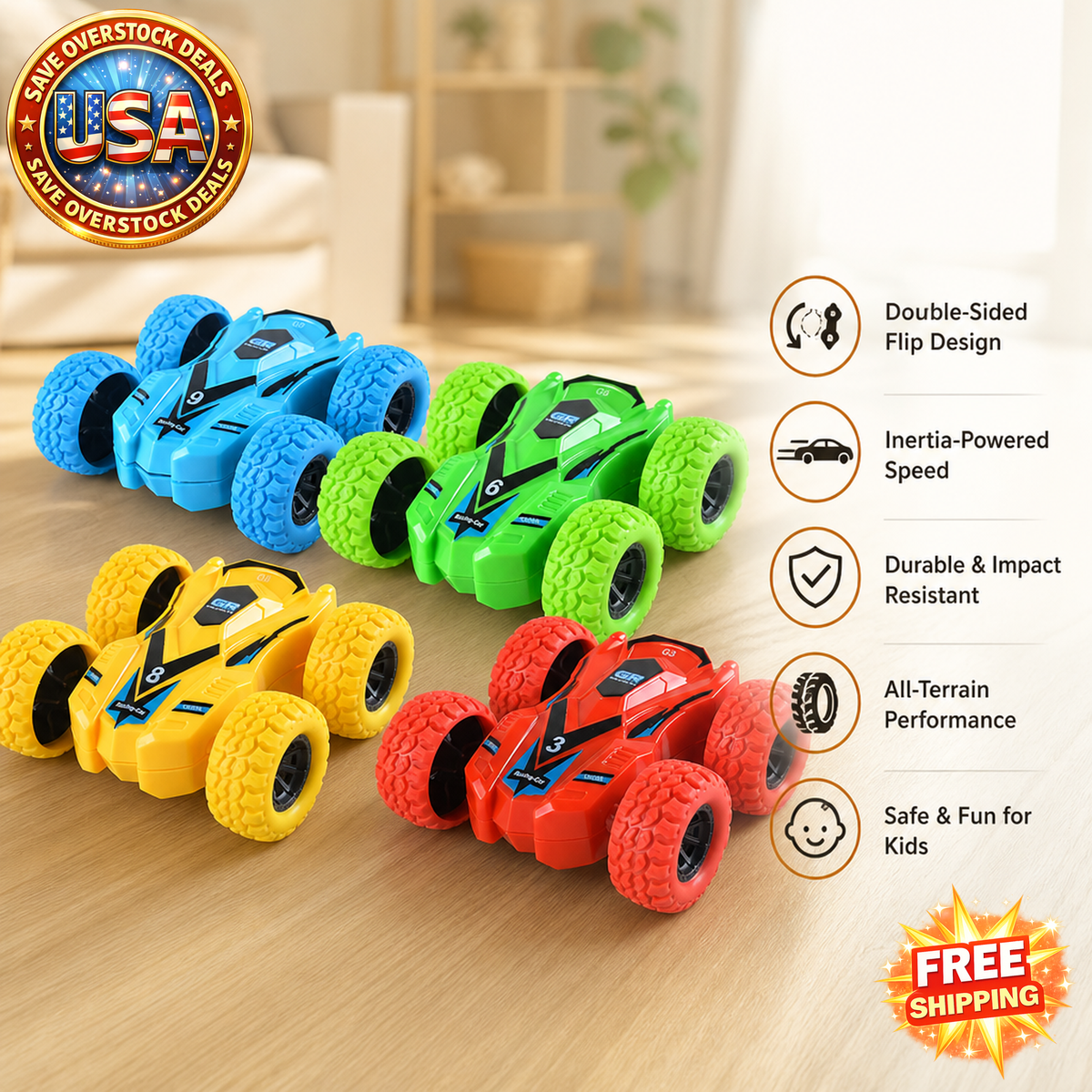 Inertia Double Sided Dump Truck Toy Car for Kids